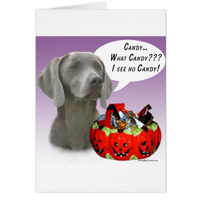 Cartão Weimaraner Halloween Candy (Frente)