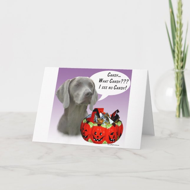 Cartão Weimaraner Halloween Candy (Frente)