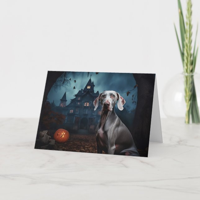 Cartão Weimaraner Halloween Scary (Frente)