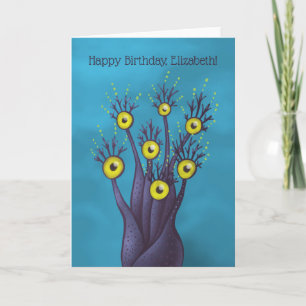 Cartão Weird Cool Tree Monster Name Birthday