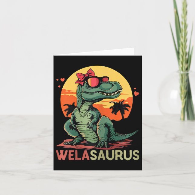 Cartão Welasaurus Dino Dinossauro Wela-saurus T-rex Mãe (Frente)