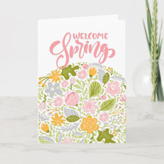 Cartão Welcome Spring Greeting Card Floral Arrangement