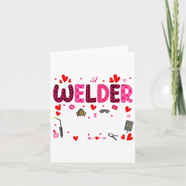Cartão Welder Squad Cute Tools Hearts Costume Valentines  (Frente)