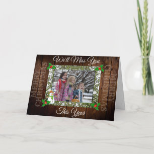 Cartão We'll Miss You Rustic Christmas Photo