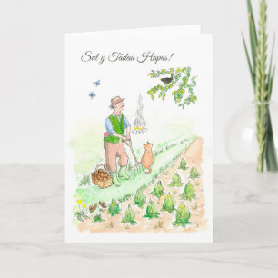 Cartão Welsh Greeting Father's Day Card: Gardening