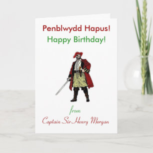 Cartão Welsh Pirate Birthday Greeting