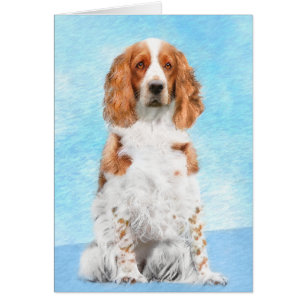 Cartão Welsh Springer Spaniel Painting - Arte Original De