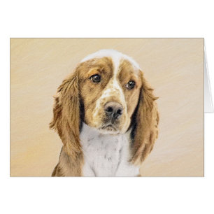 Cartão Welsh Springer Spaniel Painting - Arte Original De
