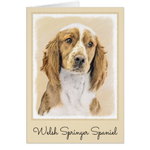 Cartão Welsh Springer Spaniel Painting - Arte Original De