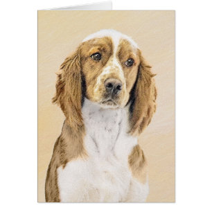 Cartão Welsh Springer Spaniel Painting - Arte Original De