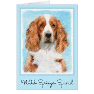 Cartão Welsh Springer Spaniel Painting - Arte Original de