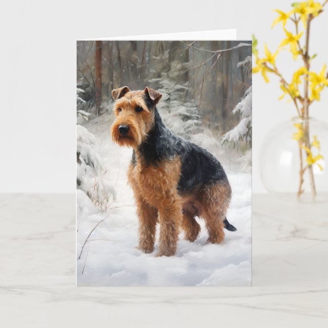 Cartão Welsh Terrier Deixe-o nevar no Natal (Flor Amarela)