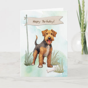 Cartão Welsh Terrier Dog Breed Sob Sinal De Aniversário