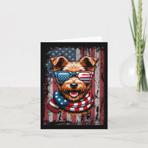 Cartão Welsh Terrier Dog Sobrevoa A Bandeira Dos Eua 4 De