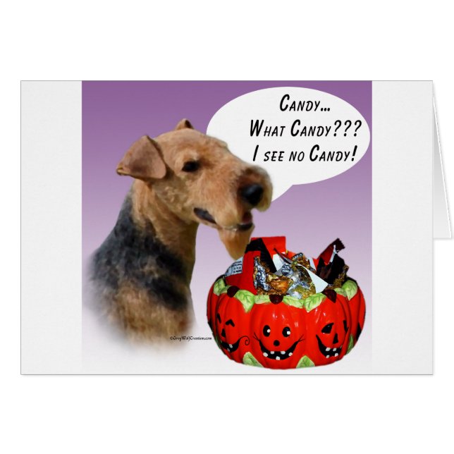 Cartão Welsh Terrier Halloween Candy (Frente Horizontal)