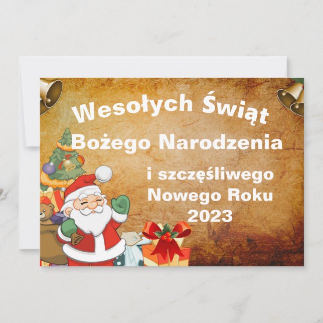 Cartão Wesołych świąt Bożego Narodzenia em polonês (Frente)
