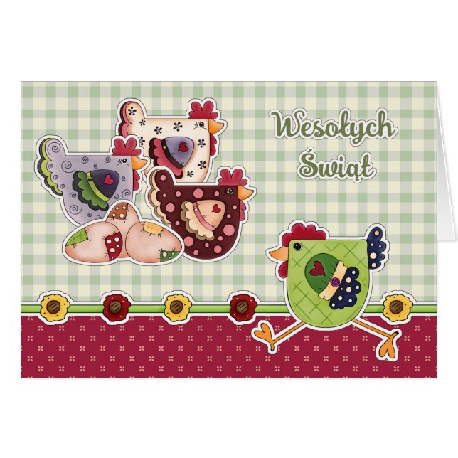 Cartão Wesołych Świąt. Placa de páscoa em polonês (Frente Horizontal)