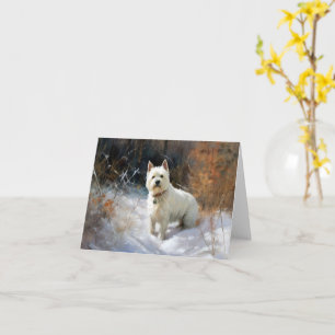 Cartão West Highland White Terrier Deixe Nevar Natal