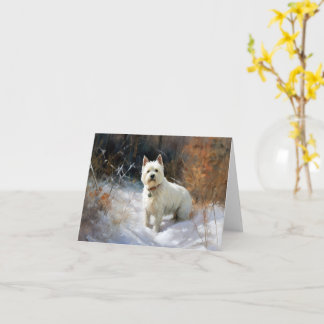 Cartão West Highland White Terrier Deixe Nevar Natal