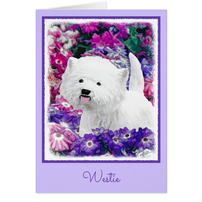 Cartão West Highland White Terrier Pintando Arte Canina (Frente)