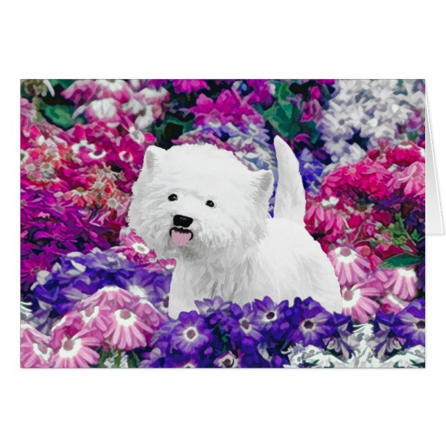 Cartão West Highland White Terrier Pintando Arte Canina (Frente Horizontal)