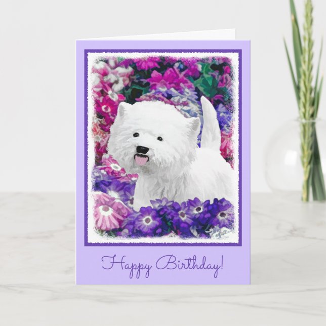 Cartão West Highland White Terrier Pintando Arte Canina (Frente)