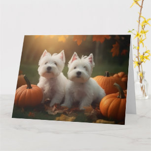 Cartão West Highland White Terrier Puppy Autumn Pumpkin