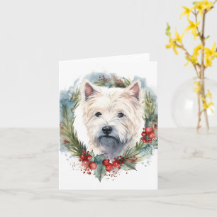 Cartão West Highland White Terrier Wreath de Natal