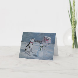 Cartão Western Cowboy Snowman & Cow Christmas Card