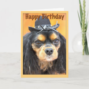 Cartão Western Happy Birthday Cavalier King Charles