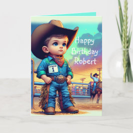 Cartão Western Little Cowboy Primeiro Aniversário Persona