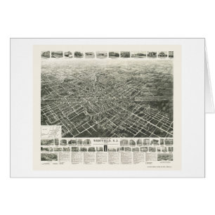 Cartão Westfield, mapa panorâmico de NJ - 1929