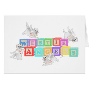 Cartão Westie Angel Blocks