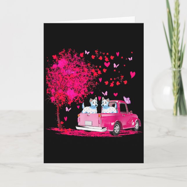 Cartão Westie Couple Truck Happy Valentines Day Gifts  (Frente)