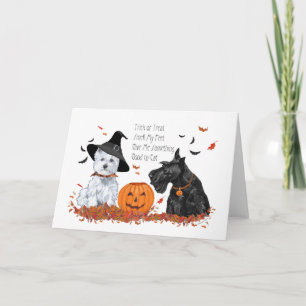 Cartão Westie e Scottie no Halloween