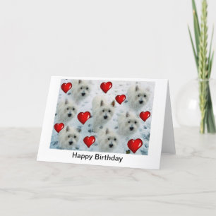 Cartão Westie Hearts Birthday Card