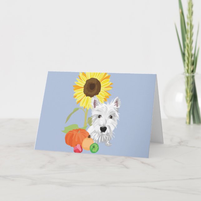 Cartão Westie no outono (Frente)