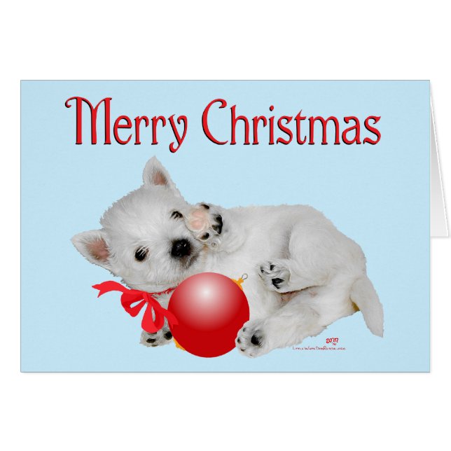 Cartão Westie Puppy Playtime de Natal (Frente Horizontal)