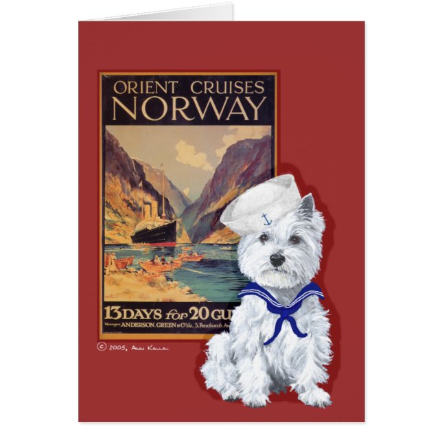 Cartão Westie Sailor - Sonhos Viagem (Frente)