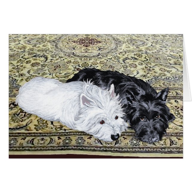 Cartão Westie & Scottie em Ease (Frente Horizontal)