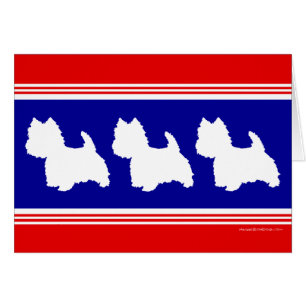 Cartão Westie Silhouette Vermelho e Azul