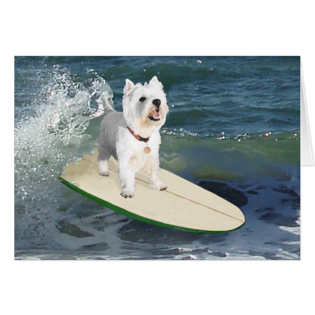 Cartão Westie Surfer (Frente Horizontal)