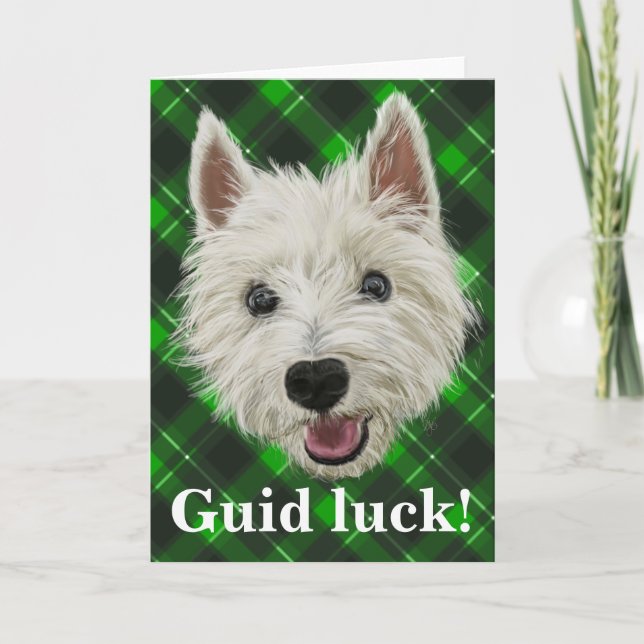 Cartão Westie Wisdom! Guid Luck! (Frente)