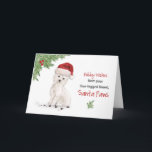 Cartão Westit Christmas from Dog in Funny Santa Hat<br><div class="desc">Uma saudação de Natal vinda de um cachorro. Isso não é surpreendente? Foi por isso que desenhámos este cartão para que possamos dar a alguém uma legal surpresa de férias com este cartão malvado,  vestido como Papais noeis,  as patas a cumprimentá-los e a partilhar uma mensagem engraçada.</div>