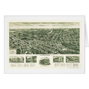 Cartão Westwood, mapa panorâmico de NJ - 1924