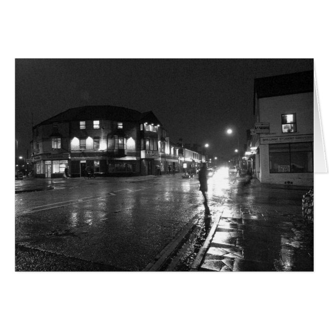 Cartão Wet Evening, Salisbury Road, Cardiff (1) (Frente Horizontal)