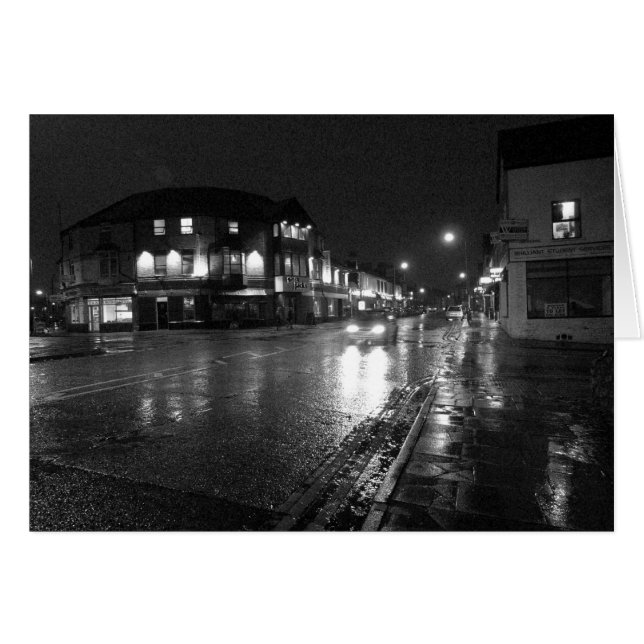 Cartão Wet Evening, Salisbury Road, Cardiff (2) (Frente Horizontal)