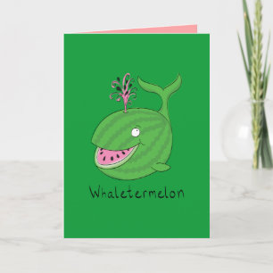 Cartão Whaletermelon Funny Watermelon Whale Greeting Card