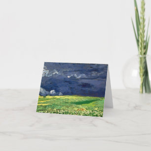 Cartão Wheat Field Under Clouded Sky Van Gogh Fine Art