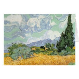 Cartão Wheatfield com ciprestes, 1889 de Vincent van Gogh